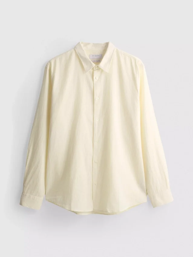 Long sleeve linen blend shirt