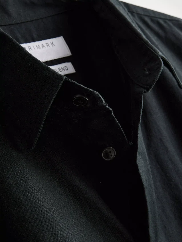 Long sleeve linen blend shirt