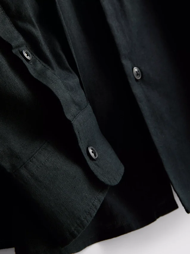 Long sleeve linen blend shirt