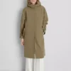 Longline cinched hooded raincoat