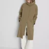 Longline cinched hooded raincoat