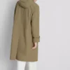 Longline cinched hooded raincoat