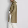 Longline cinched hooded raincoat