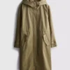 Longline cinched hooded raincoat