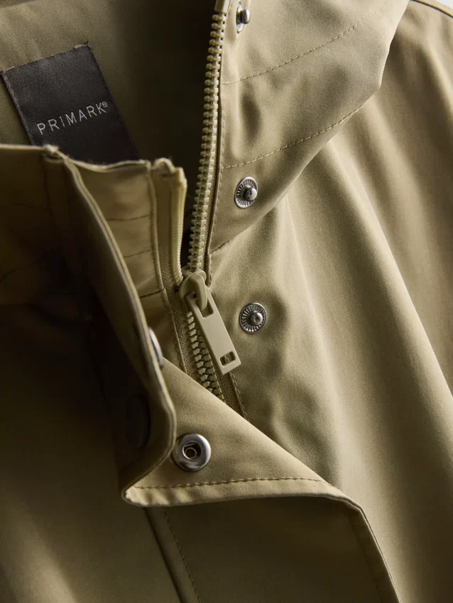 Longline cinched hooded raincoat