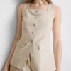 Longline linen blend waistcoat