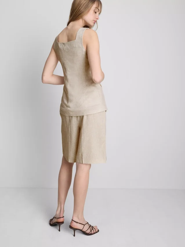 Longline linen blend waistcoat