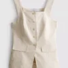 Longline linen blend waistcoat