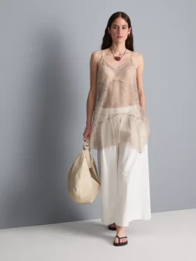 Longline sheer lace cami top