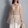 Longline sheer lace cami top
