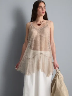 Longline sheer lace cami top