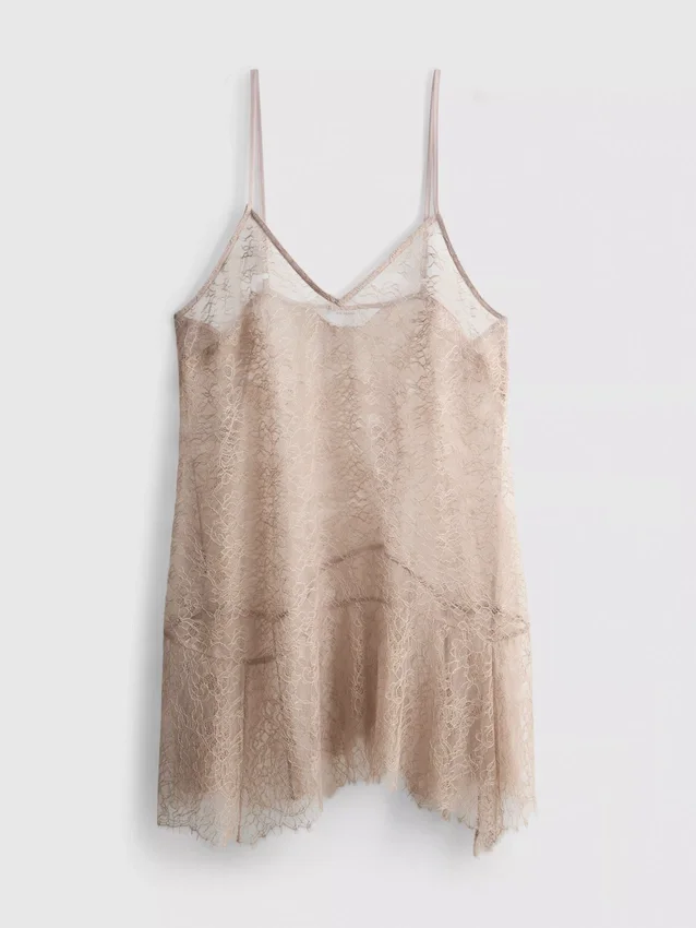 Longline sheer lace cami top