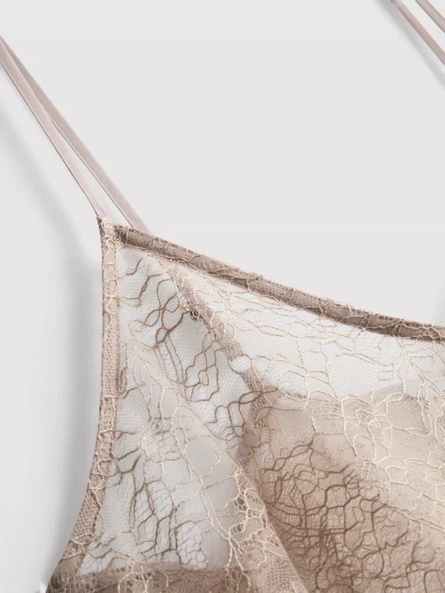 Longline sheer lace cami top