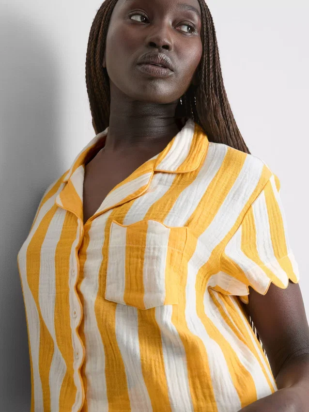 Love to lounge cotton ruffle pajama shirt