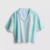 Love to lounge cropped pastel striped pajama shirt