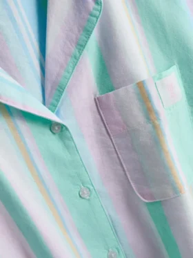 Love to lounge cropped pastel striped pajama shirt