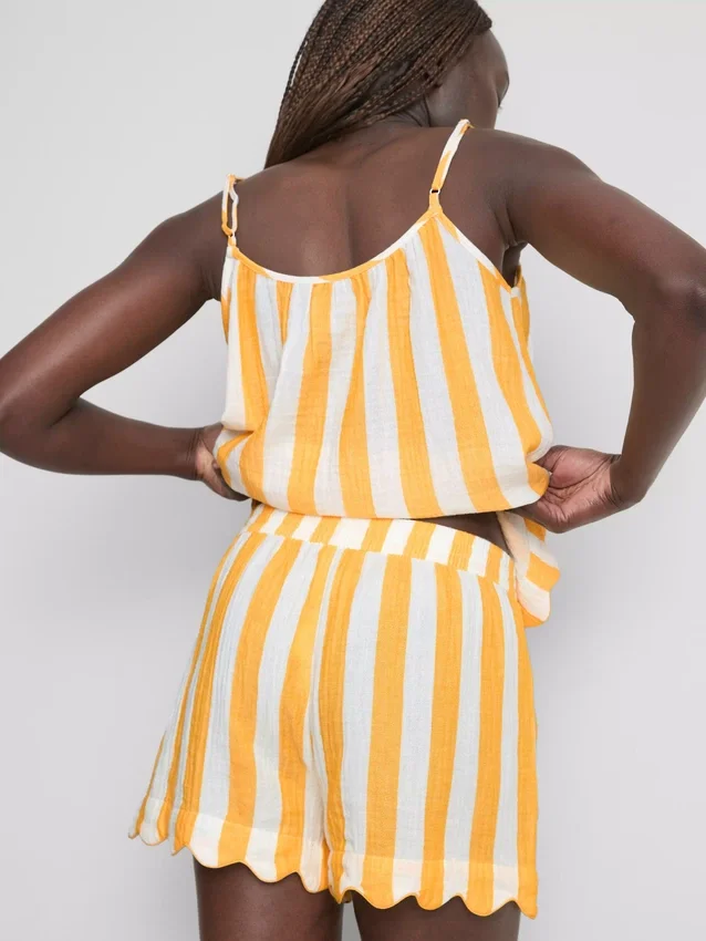Love to lounge striped ruffle pajama shorts