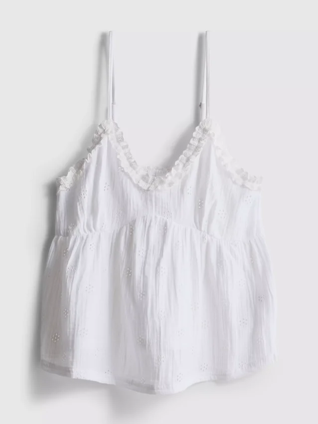 Love to lounge woven ruffle cami top