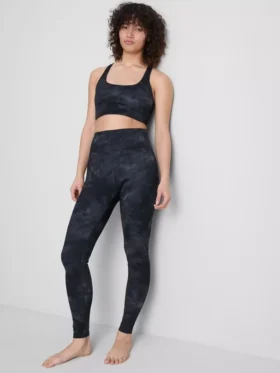 Marble print racerback active crop top