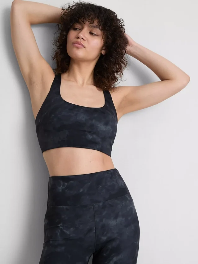 Marble print racerback active crop top