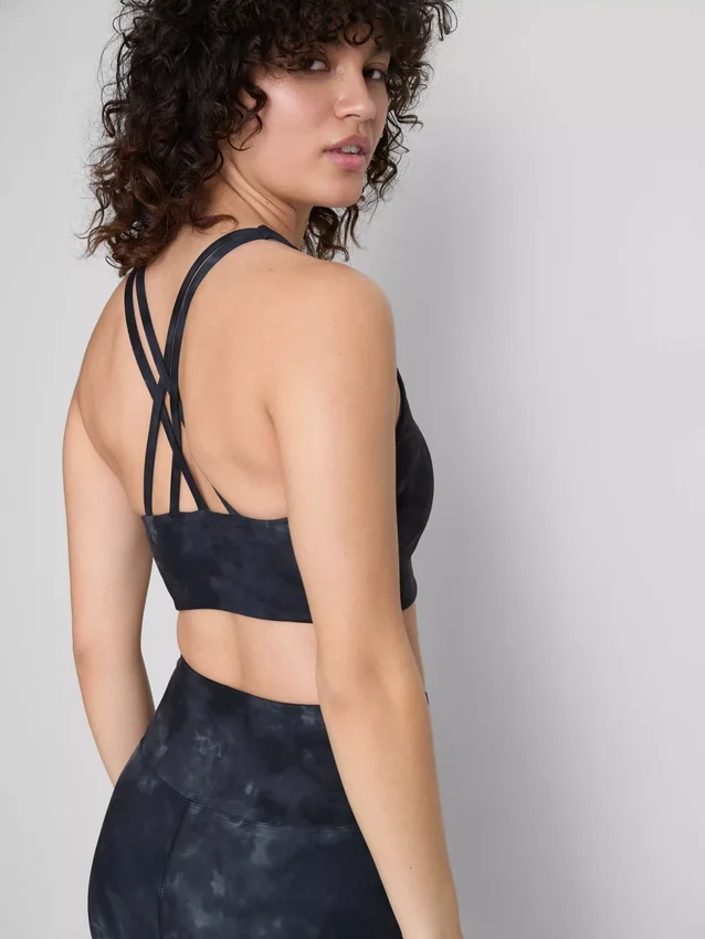 Marble print racerback active crop top