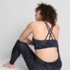Marble print racerback active crop top