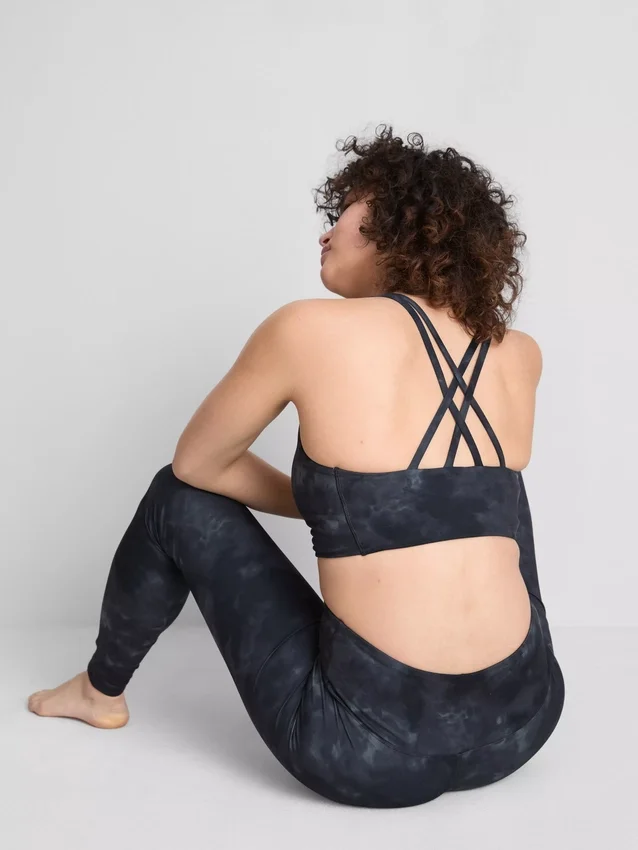 Marble print racerback active crop top
