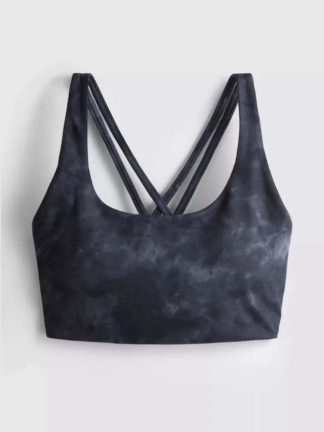 Marble print racerback active crop top