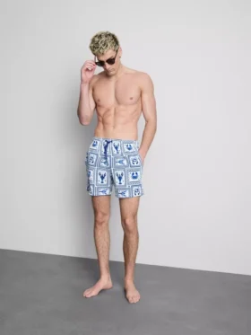 Mediterranean tile textured swimming shorts