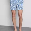 Mediterranean tile textured swimming shorts