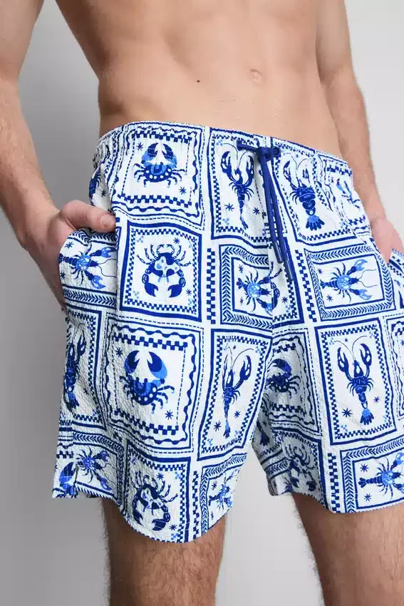Mediterranean tile textured swimming shorts