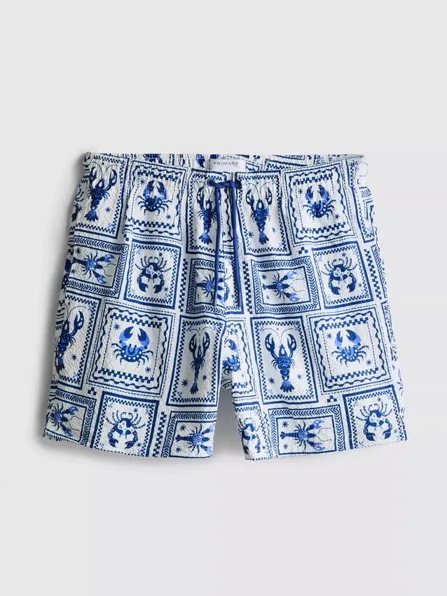 Mediterranean tile textured swimming shorts