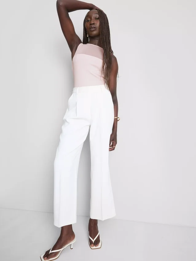 Mesh insert sleeveless bodysuit