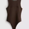 Mesh insert sleeveless bodysuit