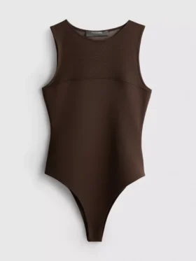 Mesh insert sleeveless bodysuit