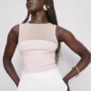 Mesh insert sleeveless bodysuit