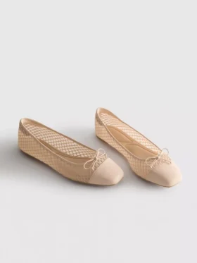 Mesh square ballet pumps