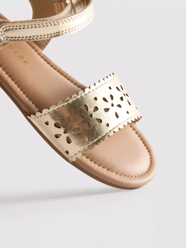 Metallic laser cut sandals
