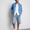 Mid-rise baggy denim shorts