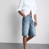 Mid-rise baggy denim shorts
