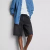 Mid-rise baggy denim shorts