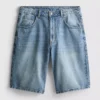 Mid-rise baggy denim shorts