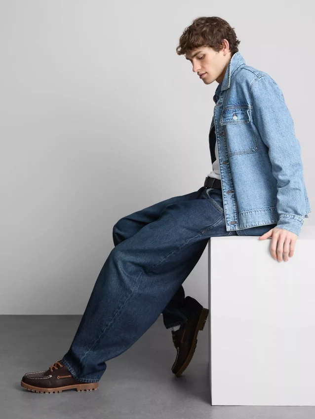 Mid-rise barrel jeans