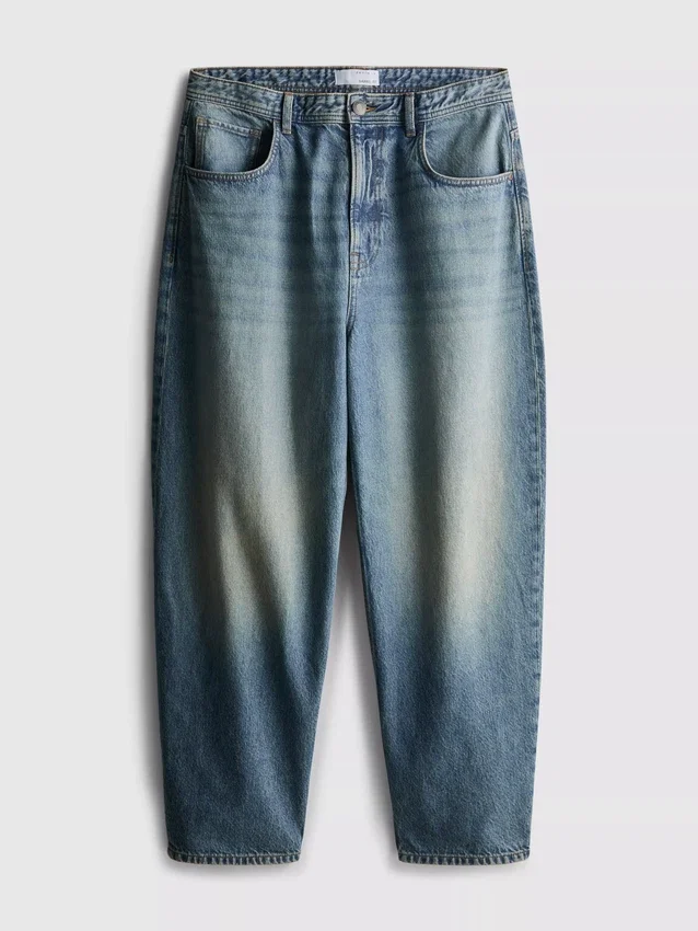Mid-rise barrel jeans