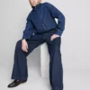 Mid-rise belted wide-leg jeans
