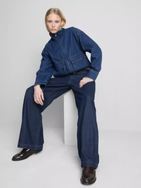 Mid-rise belted wide-leg jeans