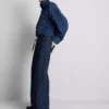 Mid-rise belted wide-leg jeans