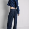 Mid-rise belted wide-leg jeans