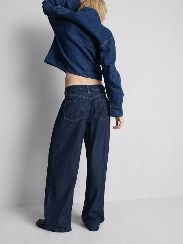 Mid-rise belted wide-leg jeans