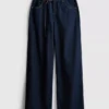 Mid-rise belted wide-leg jeans